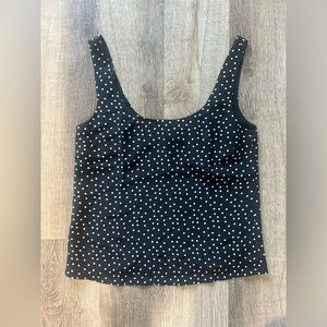 EUC AYR The First Thing Black White Polka Dot Silk Camisole Tank Top Small